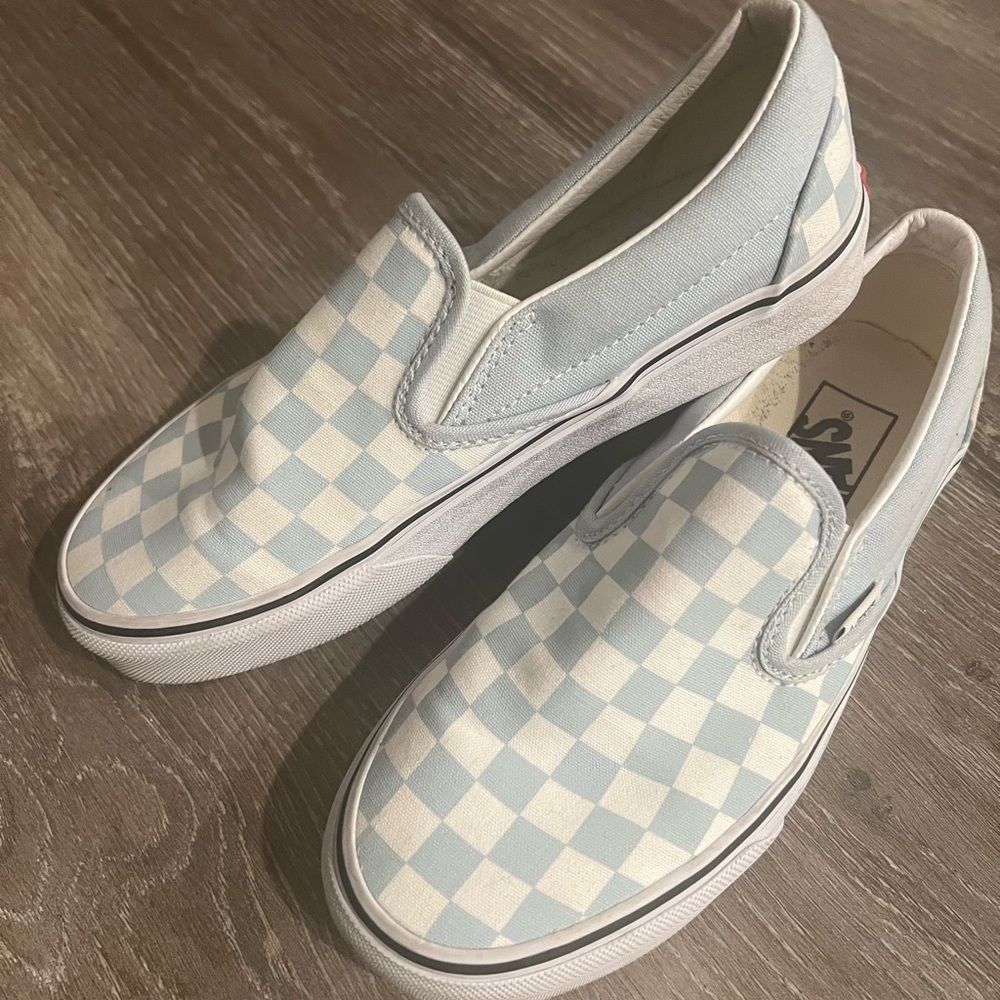 Blue Checker Slip-On Vans - Size: 6